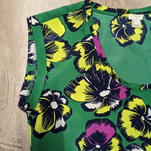 J. Crew Green Floral Print Top Size 4 - Picture 7 of 7